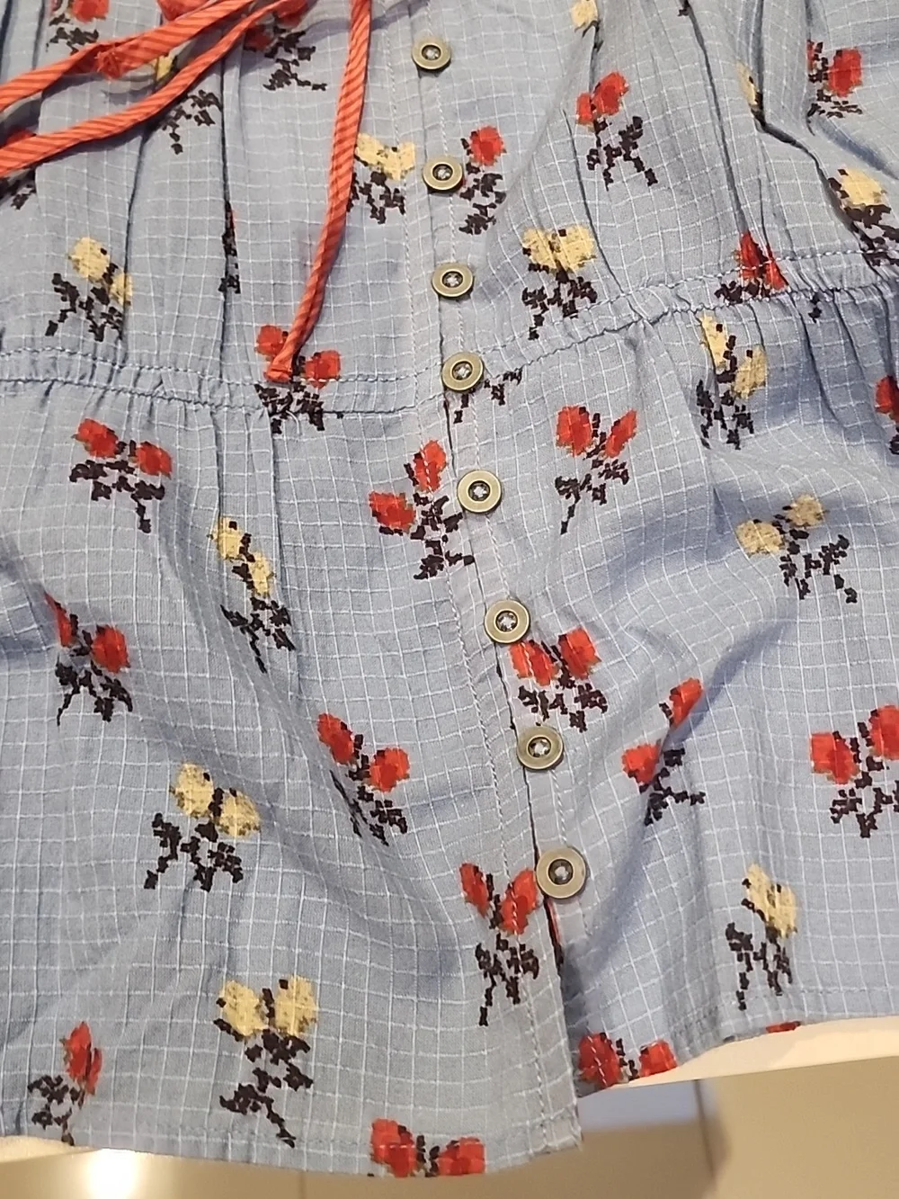 🧢 BE FESTIVAL READY - NWT - Free People Blue Floral Mini Dress with Pink Trim - Picture 8 of 14